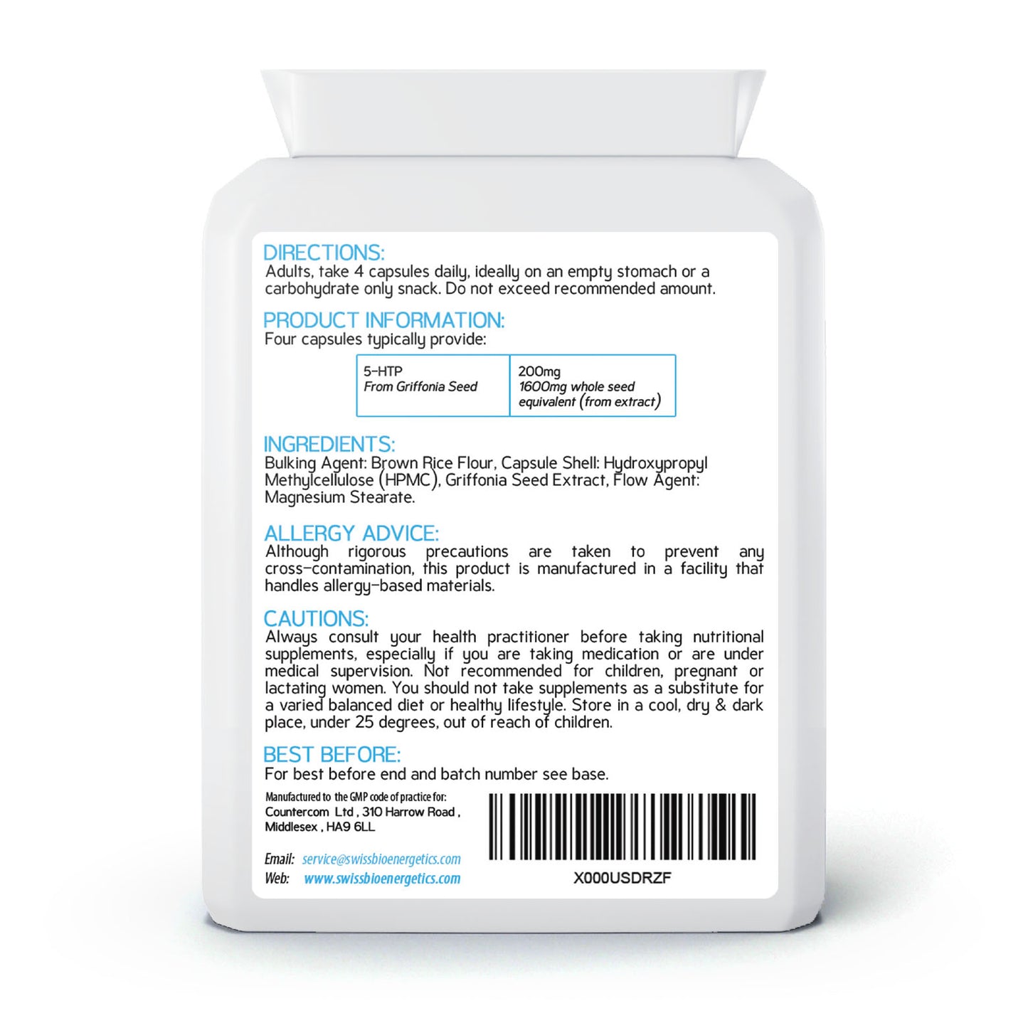 5HTP - Natural Griffonia Seed Extract Supplement – 90 Capsules - Made in The UK to the GMP code of practice