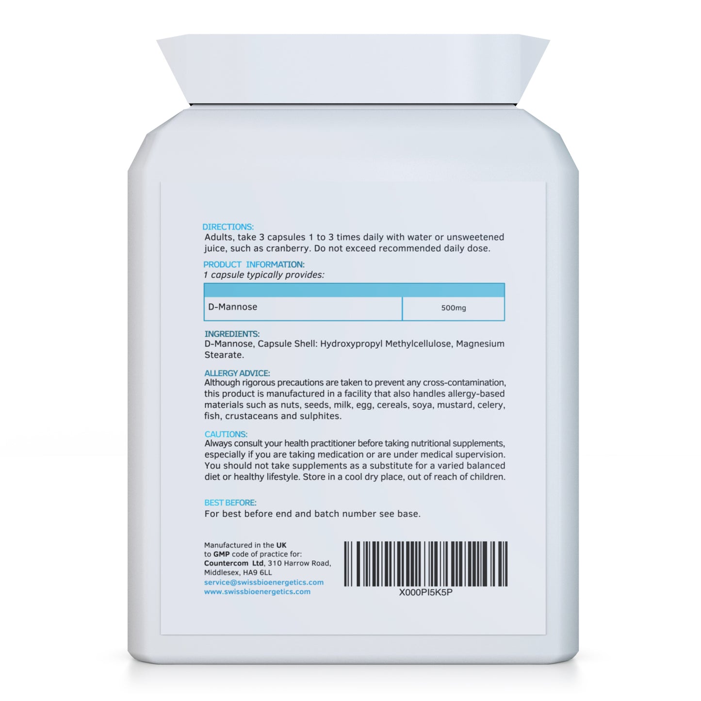 Precision D-Mannose 500mg 90 Capsules