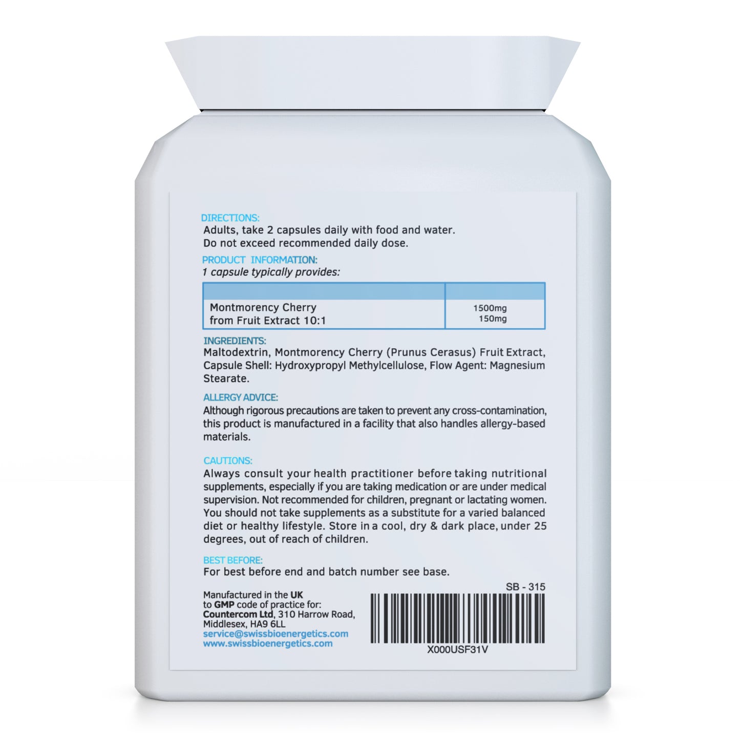 Pure Montmorency Super Cherry 1500mg 90 Capsules