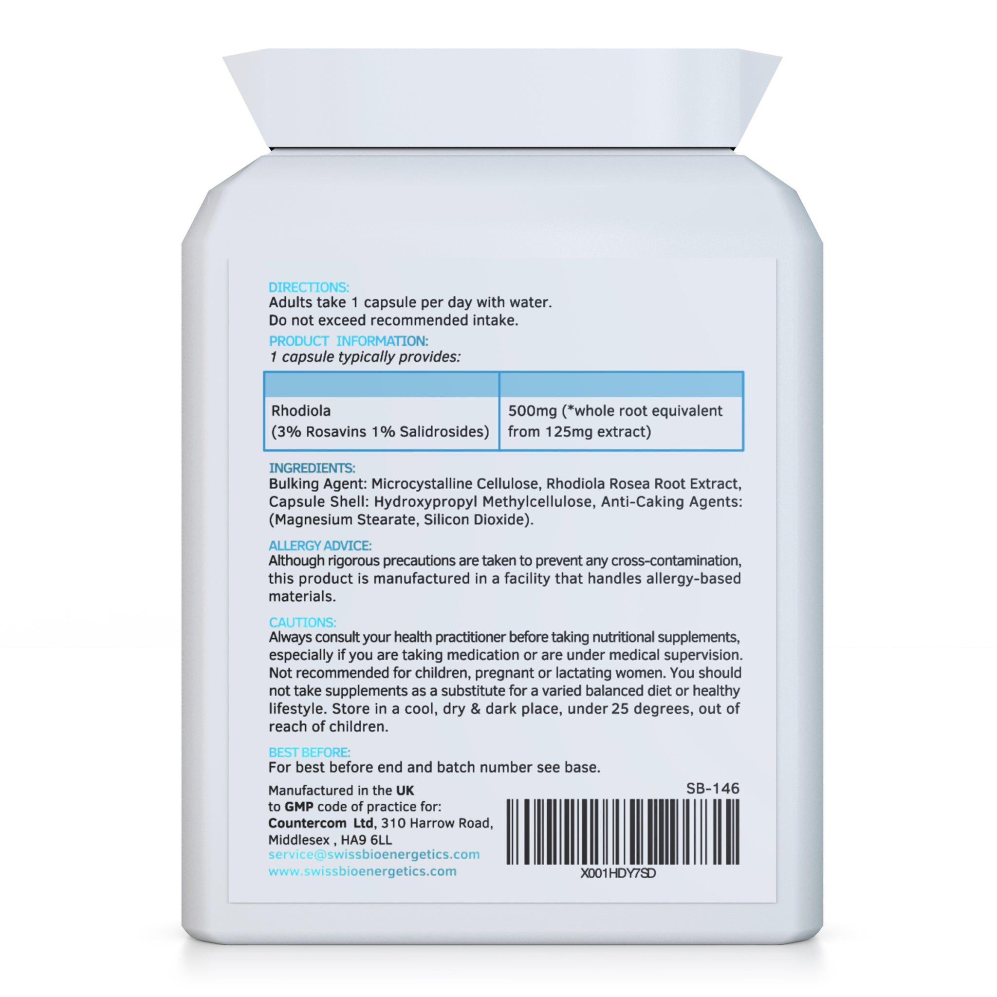 Rhodiola Rosea Root Extract Powder – 20:1, 3% Rosavins, 1% Salidrosides – Herbadiet