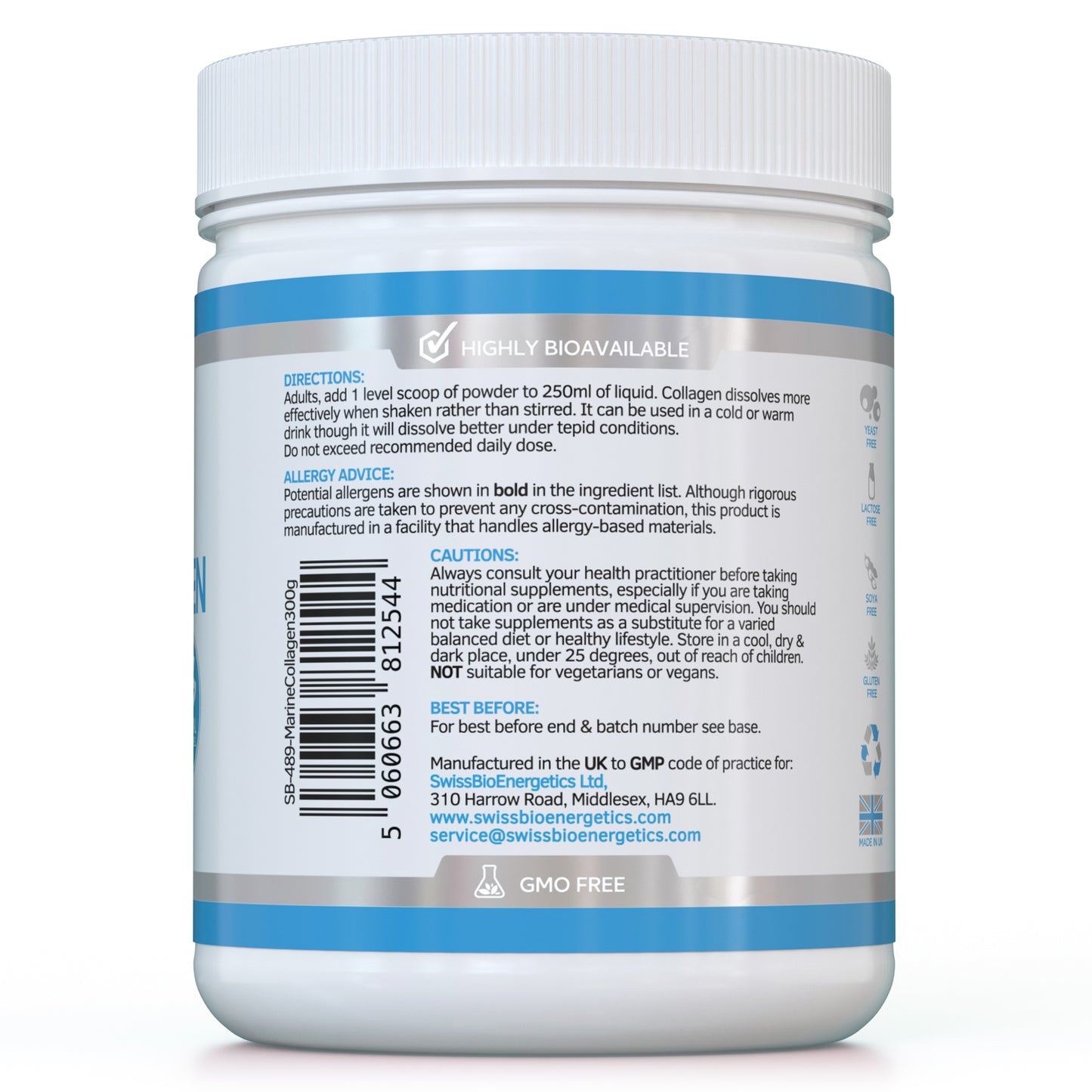 Marine Collagen Hydrolysed Peptides with Hyaluronic Acid & D-Biotin - 300 grams