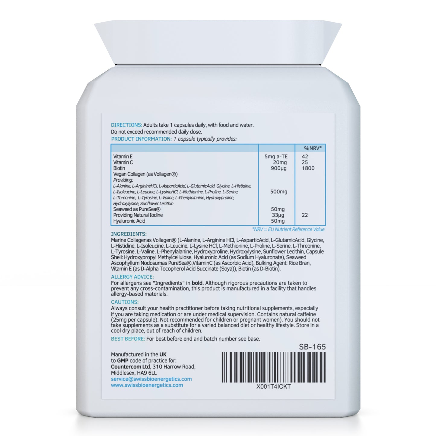 Vegan Collagen & Hyaluronic Acid Complex - 60 Capsules