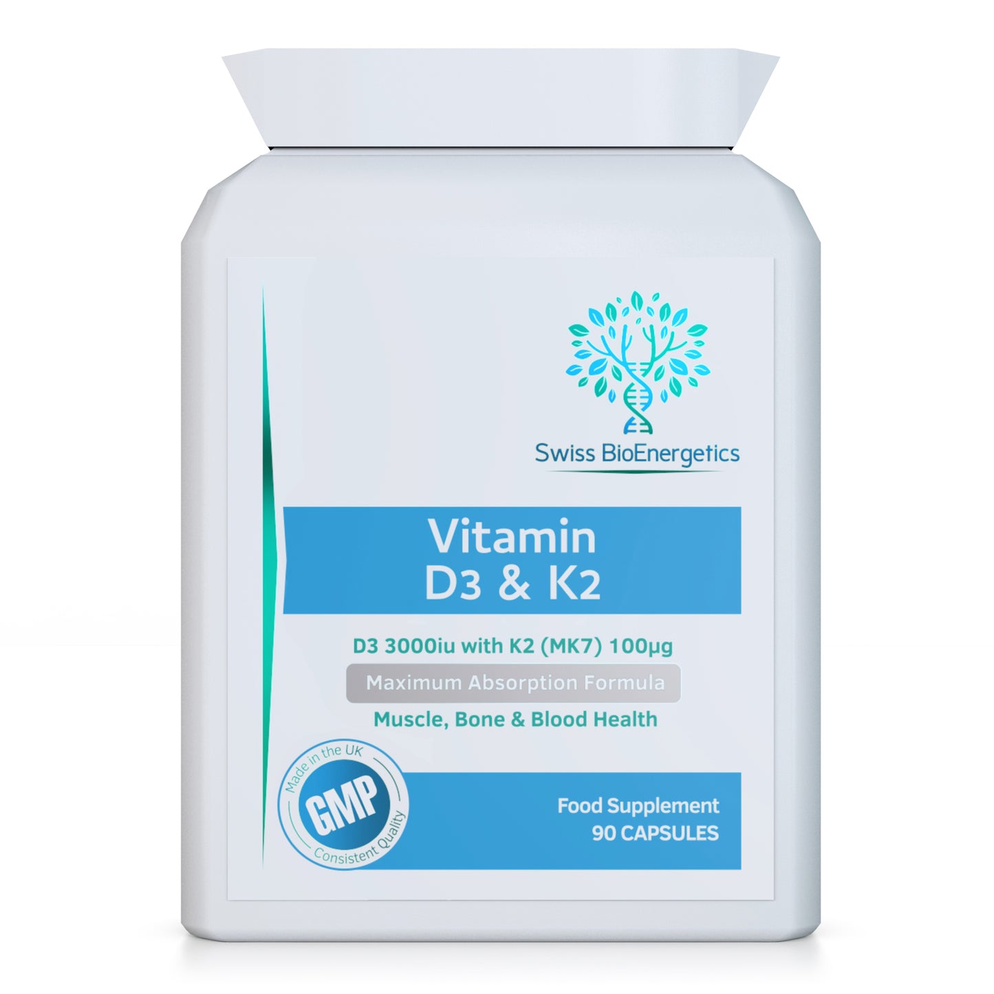 Vitamin D 3,000 IU & Vitamin K2 100ug MK7 Vegetarian Capsules