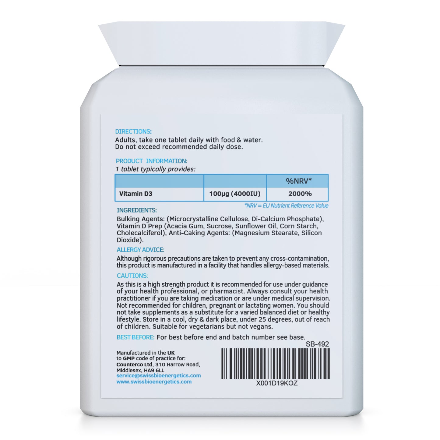 Vitamin D3 4000 IU 365 day supply