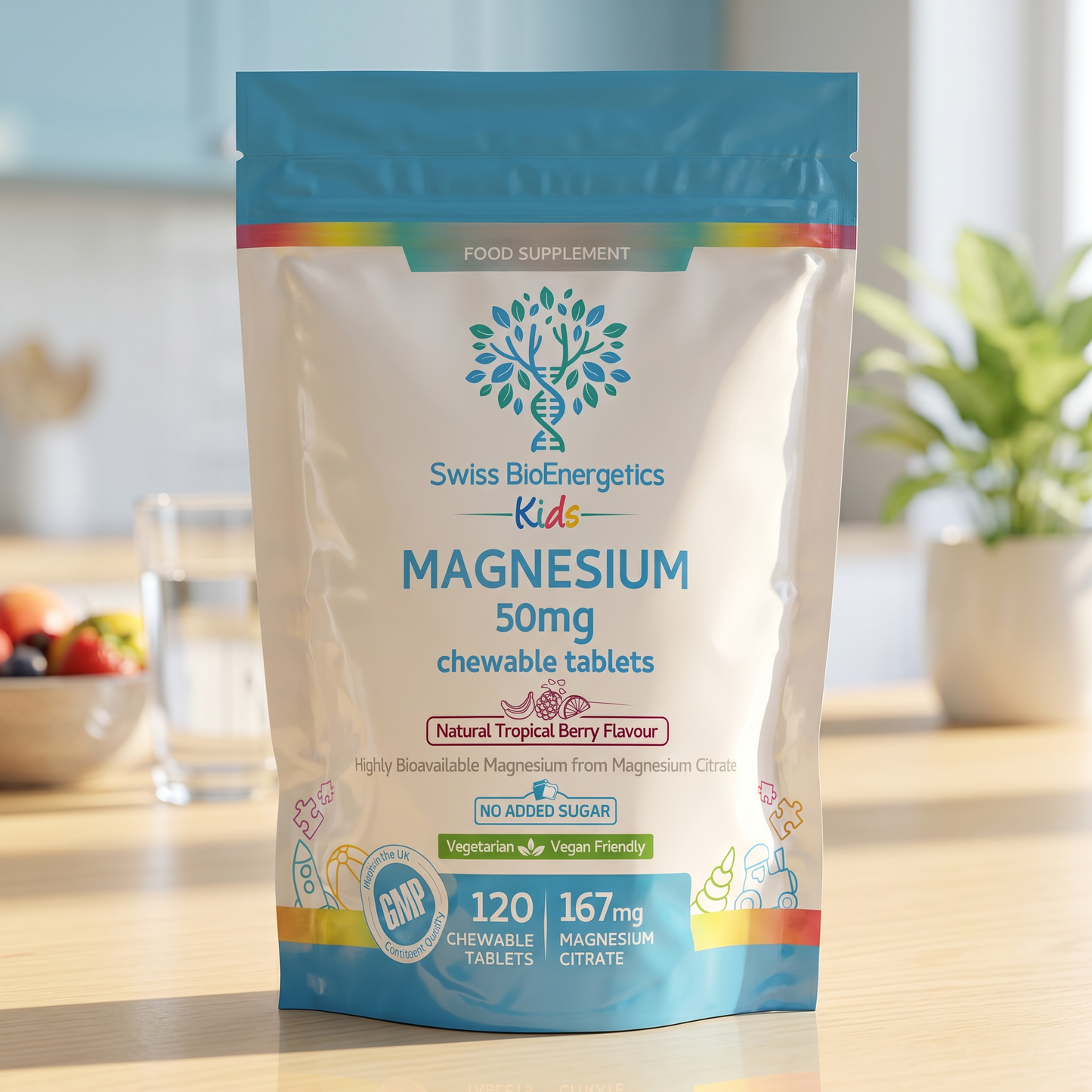 Swiss BioEnergetics Kids Magnesium Chewable Tablets 50mg