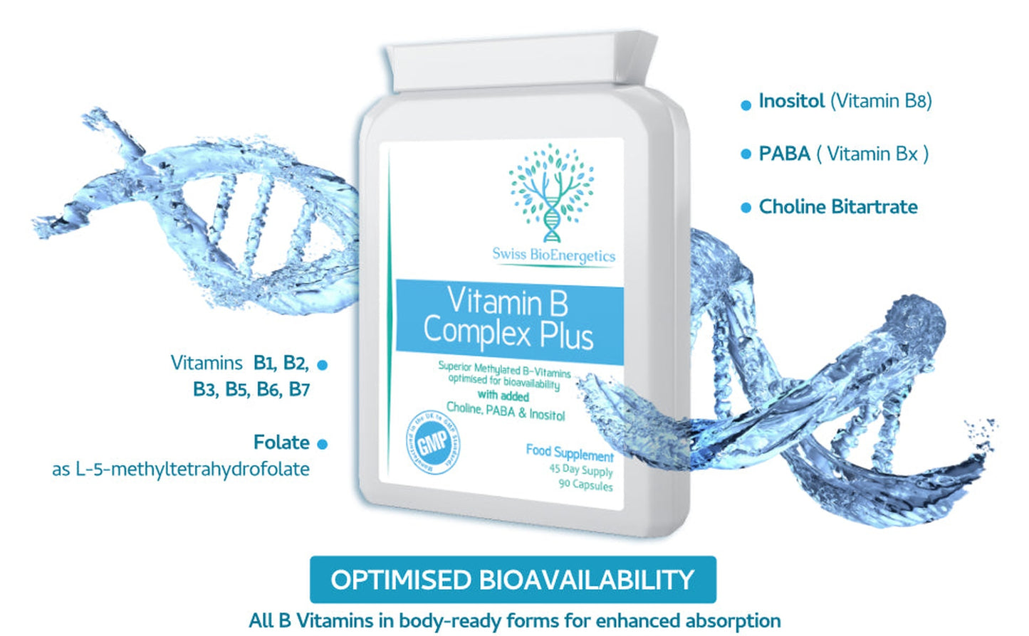 Swiss BioEnergetics Vitamin B Complex Plus - 90 Capsules